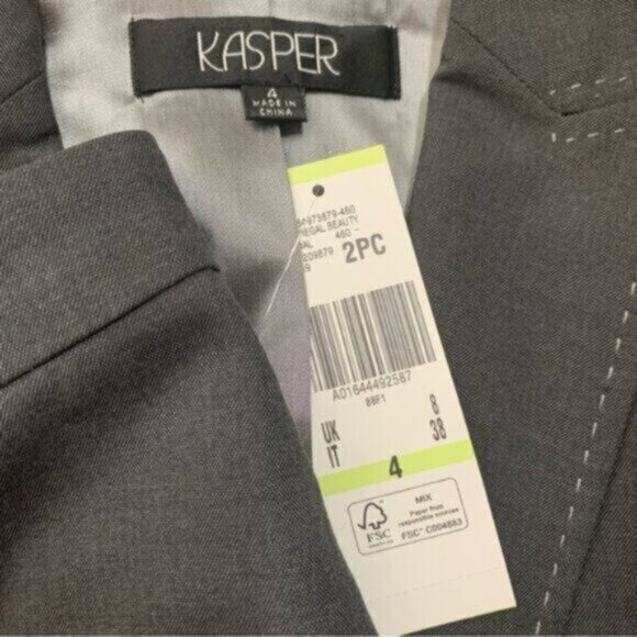 NWT Kasper Gray Two Piece Pants Suit Set - Picture 10 of 10